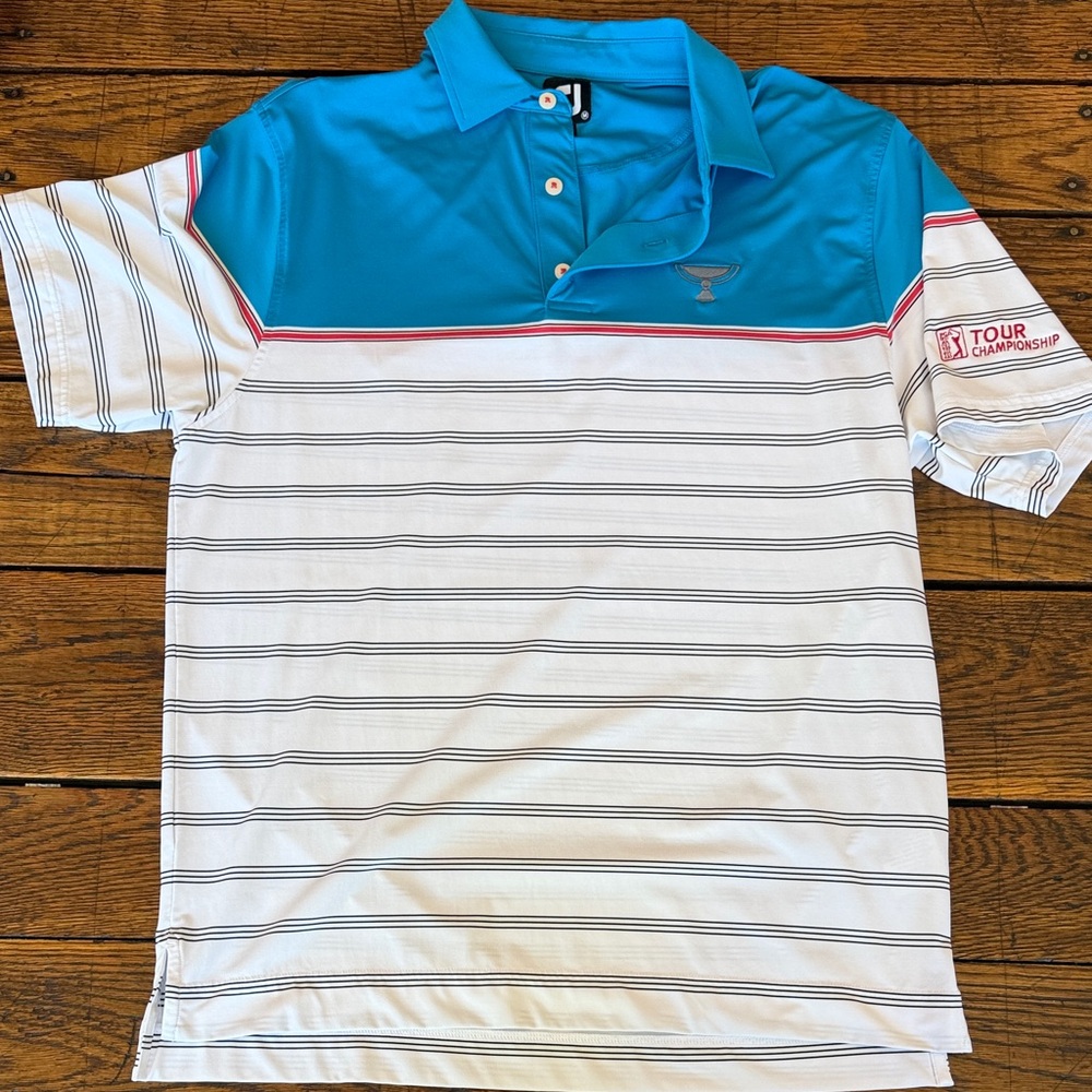 FootJoy Blue and White Striped Tour Championship Polo